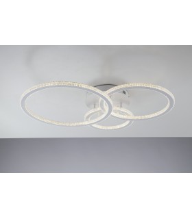 Integrated LED 3 Circular Crystal Semi Flush Ceiling Light, 4000K - 1