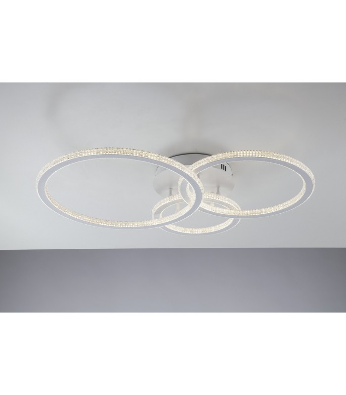 Integrated LED 3 Circular Crystal Semi Flush Ceiling Light, 4000K - 1