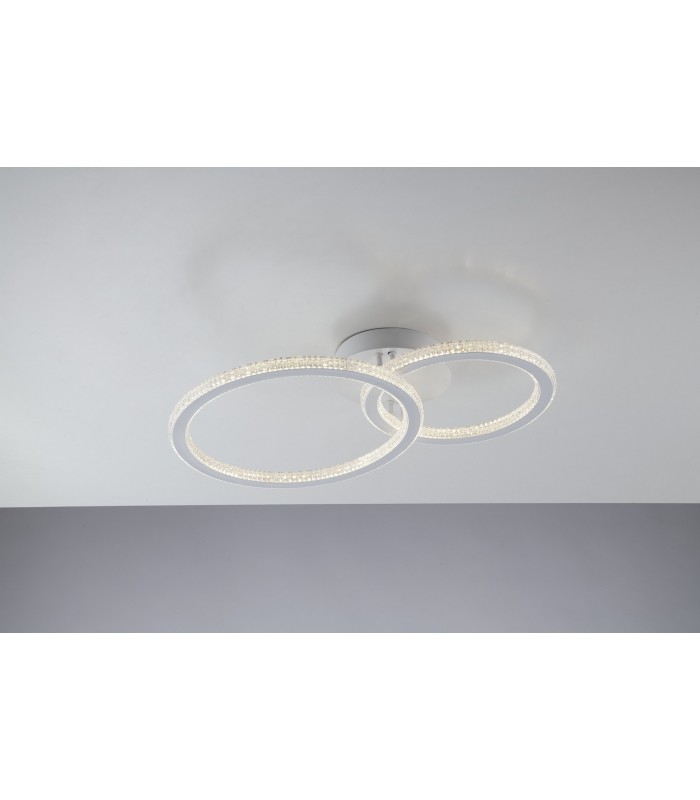 Integrated LED 2 Circular Crystal Semi Flush Ceiling Light, 4000K - 1