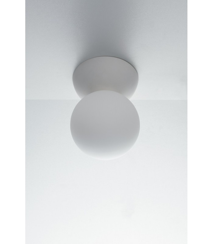 Plaster Globe Semi Flush Ceiling Light White, G9 - 1