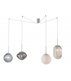 Glass Adjustable Cluster Drop Pendant, E27 - 1