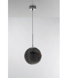 Round Glass Ceiling Pendant, Grey, E27 - 1