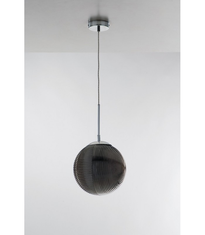 Round Glass Ceiling Pendant, Grey, E27 - 1
