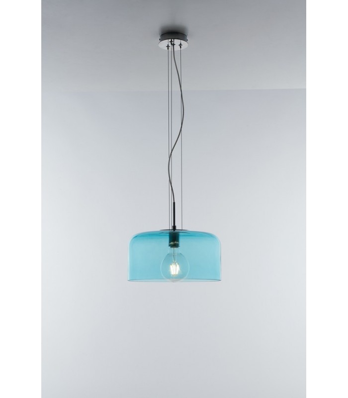 Glass Dome Ceiling Pendant, Blue, E27 - 1