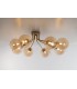 Multi Arm Semi Flush Ceiling Globe Pendant, Brass Satin With Champagne Diffusers, G9 - 1