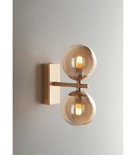 Twin Globe Wall Light, Brass Satin With Champagne Diffusers, G9 - 1