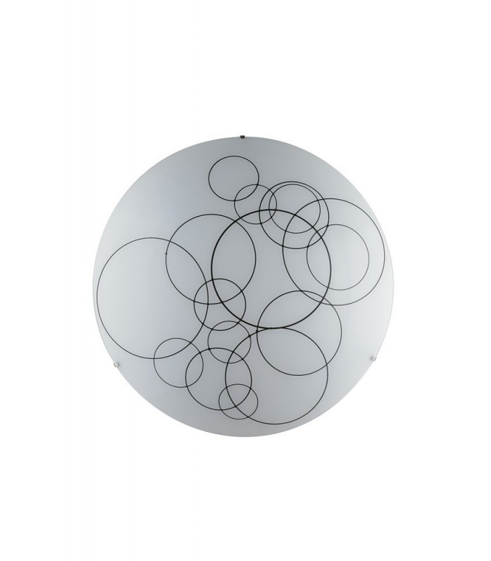 Decorative Flush Ceiling Light, White Glass, E27 - 1