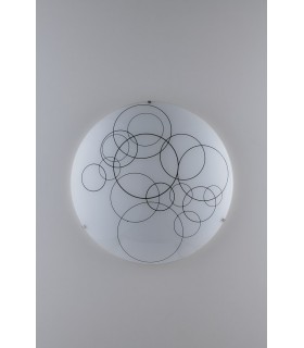 Decorative Flush Ceiling Light, White Glass, E27 - 1