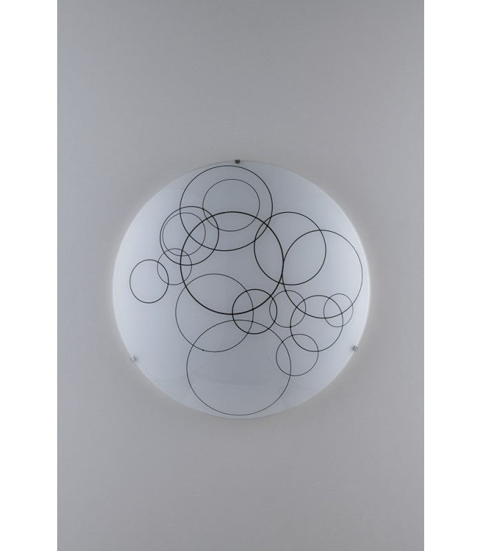 Decorative Flush Ceiling Light, White Glass, E27 - 1