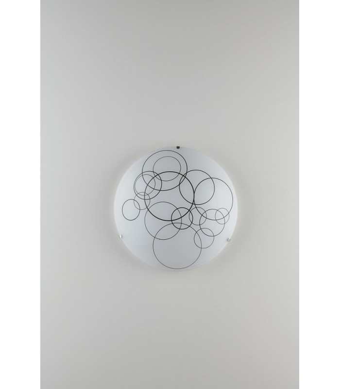 Decorative Flush Ceiling Light, White Glass, E27 - 1