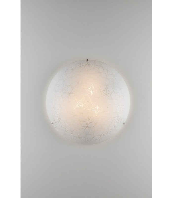 Decorative Flush Ceiling Light, White Glass, E27 - 1