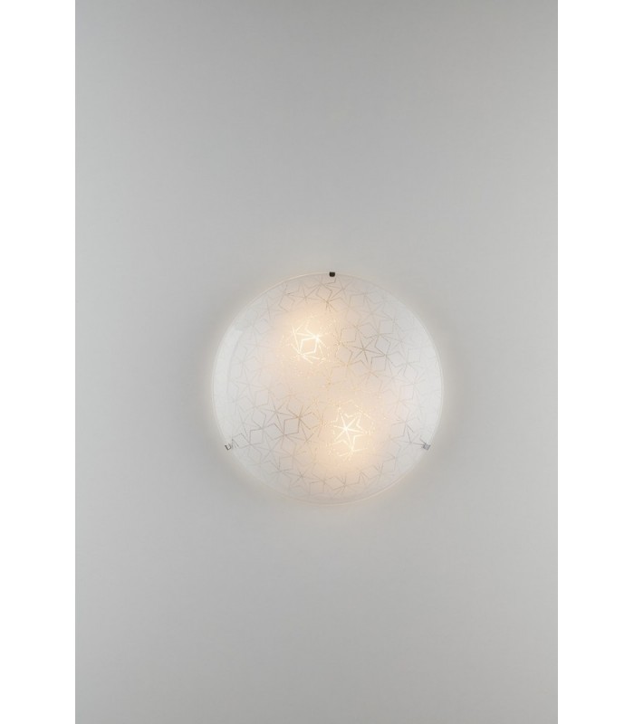 Decorative Flush Ceiling Light, White Glass, E27 - 1