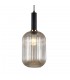 Modern Hanging Pendant Black 1 Light  with Amber Shade, E27 - 1