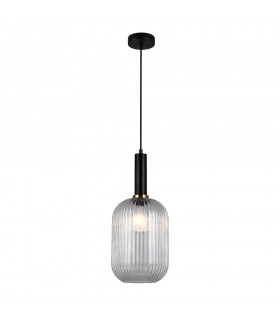 Modern Hanging Pendant Black 1 Light  with Clear Shade, E27 - 2