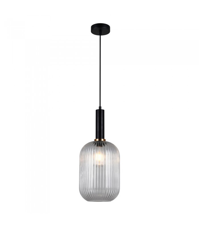 Modern Hanging Pendant Black 1 Light  with Clear Shade, E27 - 2