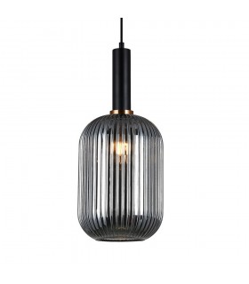 Modern Hanging Pendant Black 1 Light  with Glass, Smoky Shade, E27 - 1