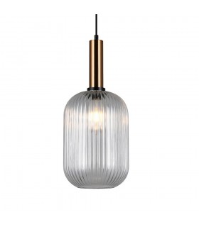 Modern Hanging Pendant Brass 1 Light  with Clear Shade, E27 - 1
