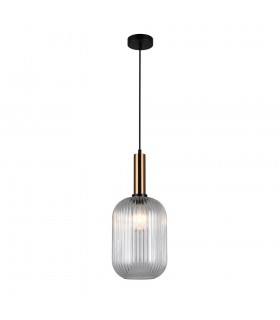 Modern Hanging Pendant Brass 1 Light  with Clear Shade, E27 - 2