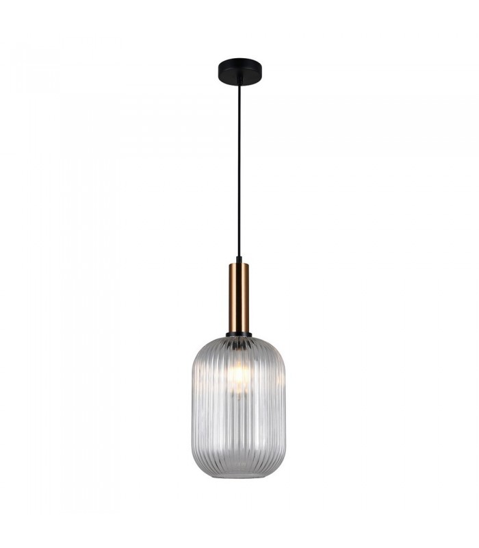 Modern Hanging Pendant Brass 1 Light  with Clear Shade, E27 - 2