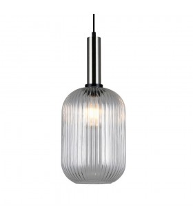 Modern Hanging Pendant Satin Nickel 1 Light  with Clear Shade, E27 - 1