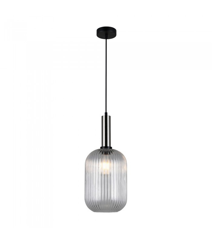Modern Hanging Pendant Satin Nickel 1 Light  with Clear Shade, E27 - 2