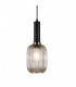 Modern Hanging Pendant Black 1 Light  with Amber Shade, E27 - 1