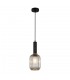 Modern Hanging Pendant Black 1 Light  with Amber Shade, E27 - 2