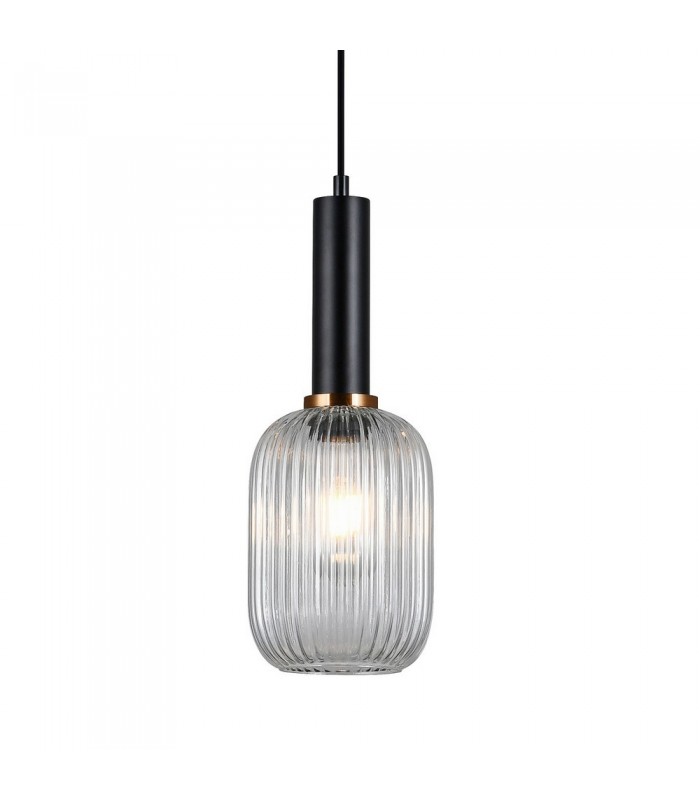Modern Hanging Pendant Black 1 Light  with Clear Shade, E27 - 1