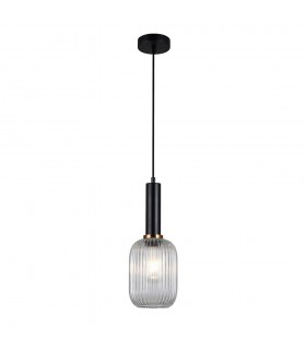 Modern Hanging Pendant Black 1 Light  with Clear Shade, E27 - 2