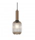 Modern Hanging Pendant Brass 1 Light  with Amber Shade, E27 - 1
