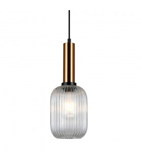 Modern Hanging Pendant Brass 1 Light  with Clear Shade, E27 - 1