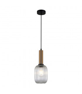 Modern Hanging Pendant Brass 1 Light  with Clear Shade, E27 - 2
