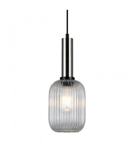 Modern Hanging Pendant Satin Nickel 1 Light  with Clear Shade, E27 - 1
