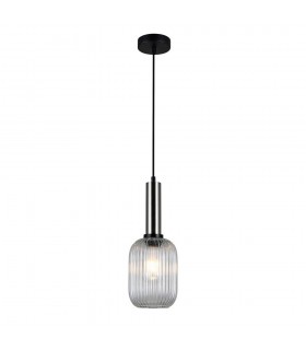Modern Hanging Pendant Satin Nickel 1 Light  with Clear Shade, E27 - 2
