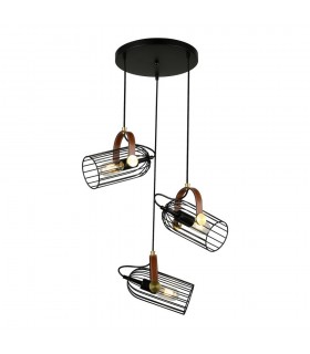 Industrial And Retro Hanging Pendant Black 3 Light , E27 - 1
