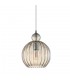 Modern Hanging Pendant Chrome 1 Light  with Cognac Shade, E27 Dimmable - 1