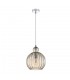 Modern Hanging Pendant Chrome 1 Light  with Cognac Shade, E27 Dimmable - 2