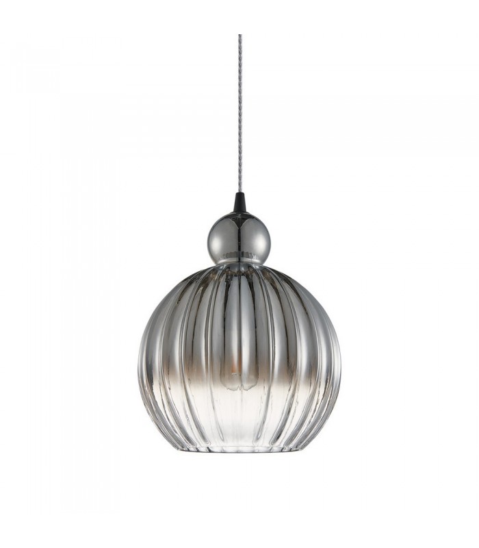 Modern Hanging Pendant Black Matt 1 Light  with Smoke Grey Shade, E27 Dimmable - 1