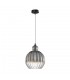 Modern Hanging Pendant Black Matt 1 Light  with Smoke Grey Shade, E27 Dimmable - 2