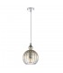Modern Hanging Pendant Chrome 1 Light  with Cognac Shade, E27 Dimmable - 2