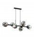 Modern Hanging Pendant Black, Smoky 6 Light  with Graphite Smoky Shade, E27 - 1