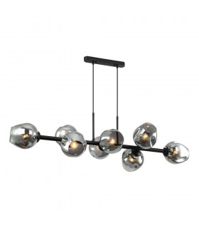 Modern Hanging Pendant Black, Smoky 8 Light  with Graphite Smoky Shade, E27 - 1