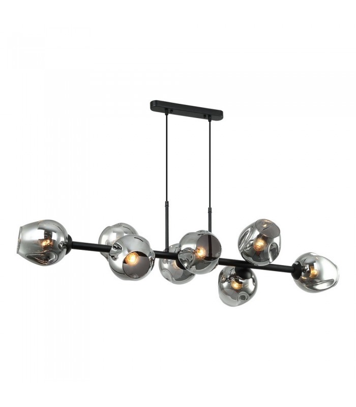 Modern Hanging Pendant Black, Smoky 8 Light  with Graphite Smoky Shade, E27 - 1