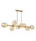 Modern Hanging Pendant Golden, Honey 8 Light  with Amber Shade, E27 - 1