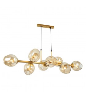 Modern Hanging Pendant Golden, Honey 8 Light  with Amber Shade, E27 - 1