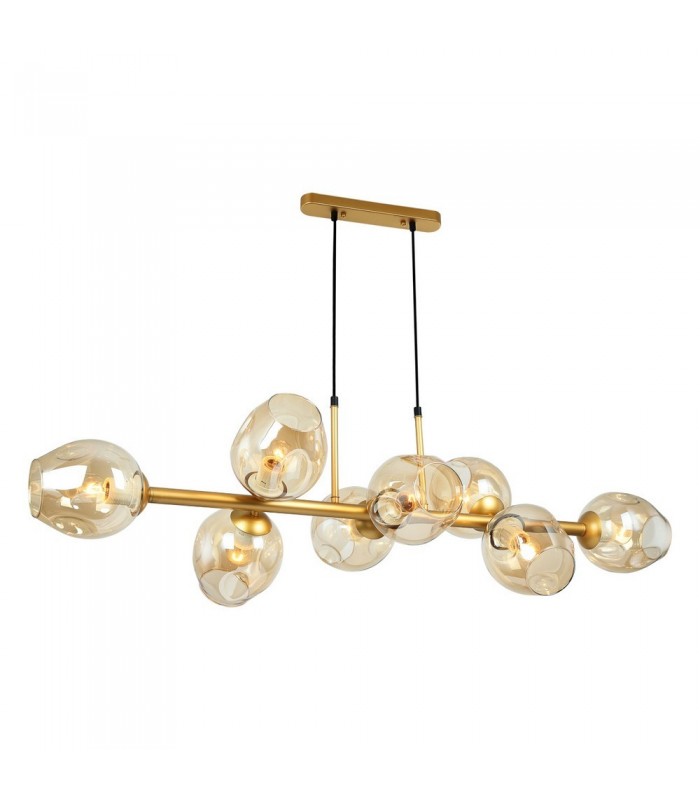 Modern Hanging Pendant Golden, Honey 8 Light  with Amber Shade, E27 - 1