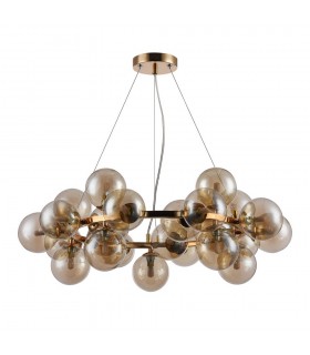 Modern Hanging Pendant Golden 25 Light  with Cognac Shade, G9 - 1