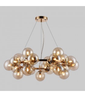 Modern Hanging Pendant Golden 25 Light  with Cognac Shade, G9 - 2