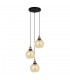 Industrial And Retro Hanging Pendant Black, Gold 3 Light  with Amber Shade, E27 Dimmable - 1