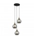 Industrial And Retro Hanging Pendant Black, Gold 3 Light  with Smoky Shade, E27 Dimmable - 1